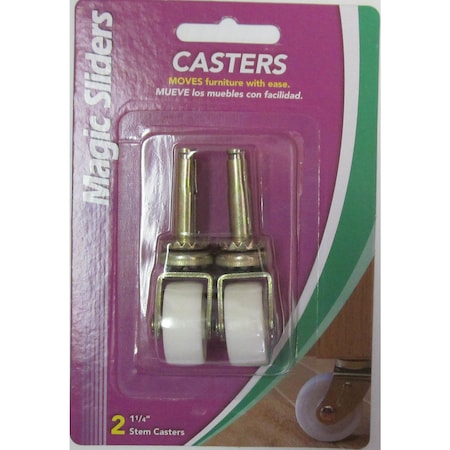 Magic Sliders Magic Sliders 1-1/4 in. D Plastic Caster with Stem 40 lb 2 pk 30142